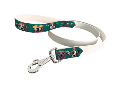 L'atelier du Fourmilier Laisse bicolore poignée imprimée 332 / 19mm Laisse bicolore en BioThane® avec poignée imprimée – Collection Noël - Coloris au choix