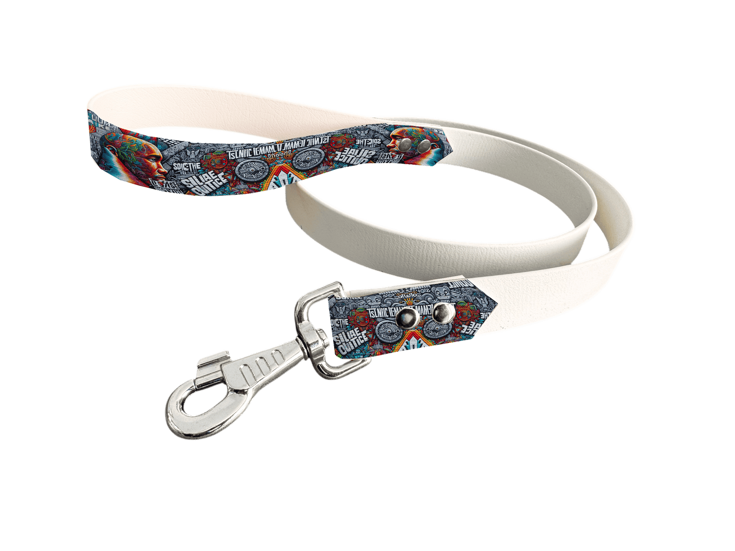 L'atelier du Fourmilier Laisse bicolore poignée imprimée 34 / 19mm Laisse bicolore en BioThane® avec poignée imprimée – Collection Pop Art- Coloris au choix