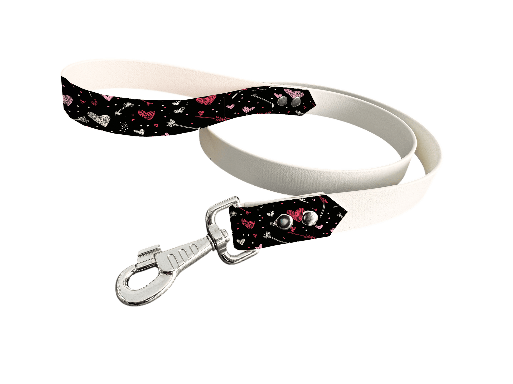 L'atelier du Fourmilier Laisse bicolore poignée imprimée 344 / 19mm Laisse bicolore en BioThane® avec poignée imprimée – Collection Saint Valentin- Coloris au choix