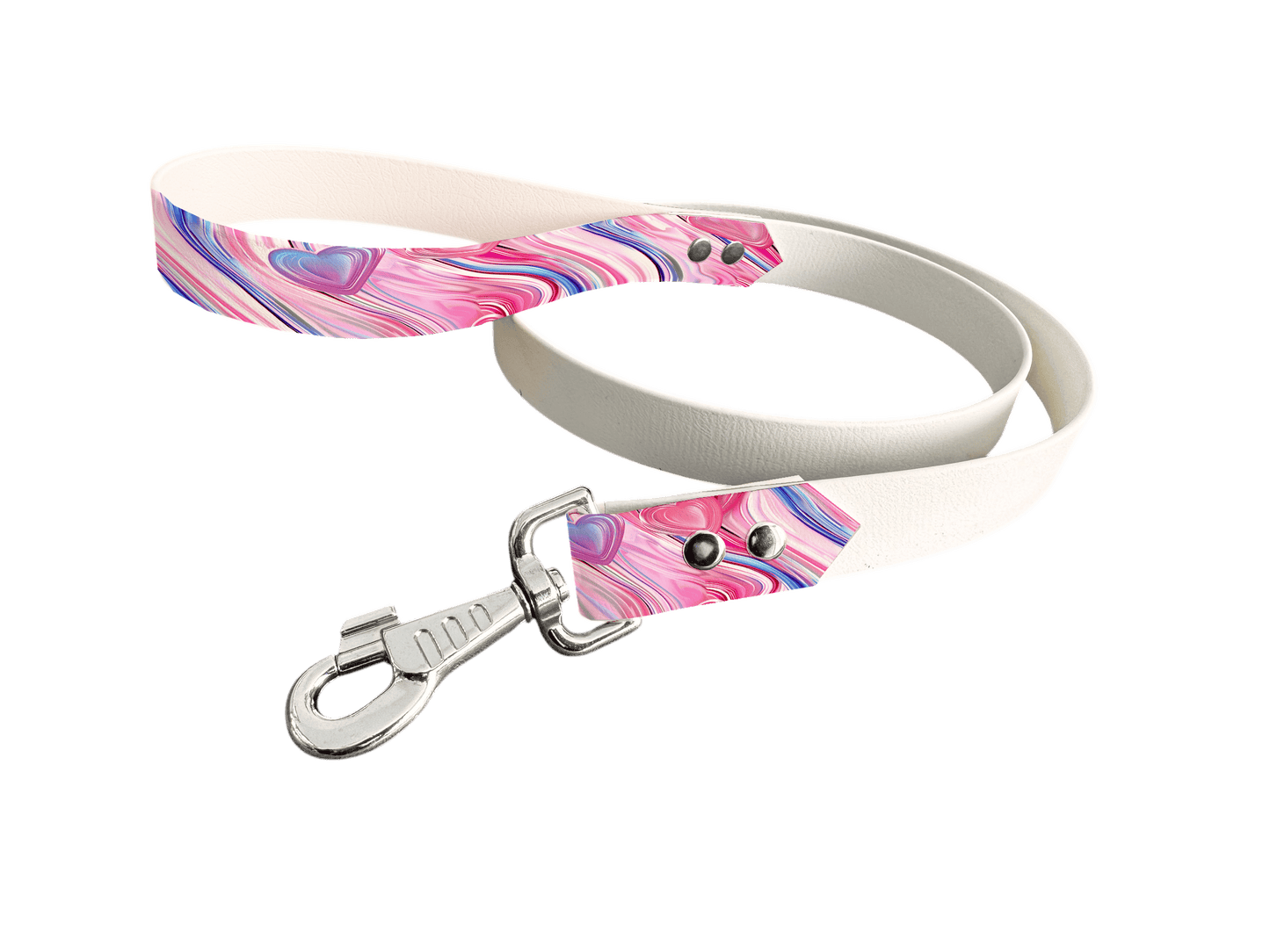 L'atelier du Fourmilier Laisse bicolore poignée imprimée 345 / 19mm Laisse bicolore en BioThane® avec poignée imprimée – Collection Saint Valentin- Coloris au choix