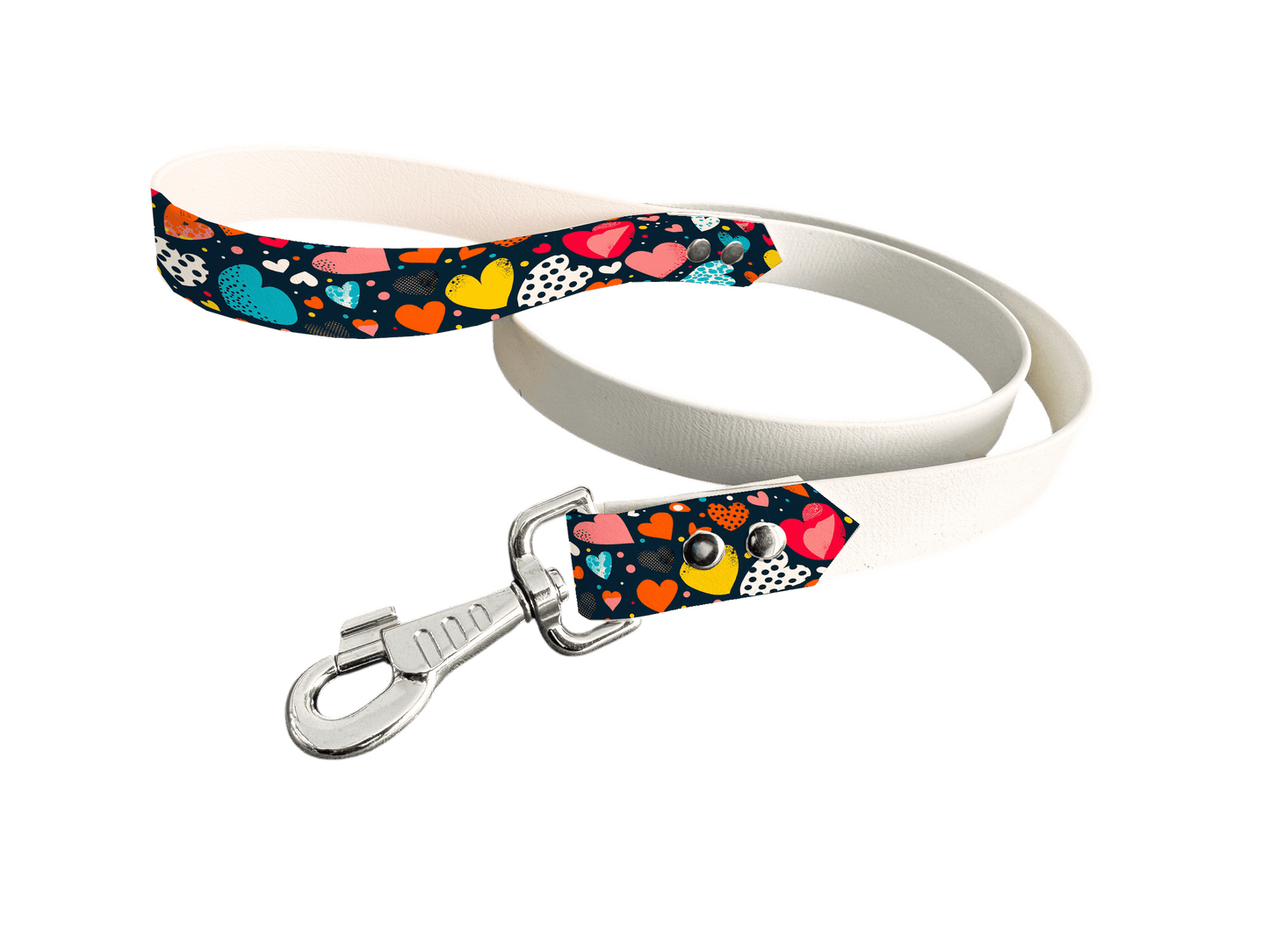 L'atelier du Fourmilier Laisse bicolore poignée imprimée 346 / 19mm Laisse bicolore en BioThane® avec poignée imprimée – Collection Saint Valentin- Coloris au choix
