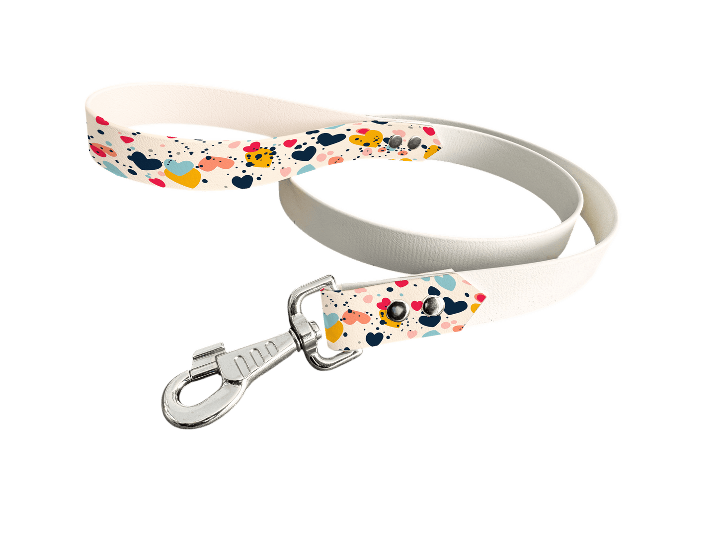 L'atelier du Fourmilier Laisse bicolore poignée imprimée 347 / 19mm Laisse bicolore en BioThane® avec poignée imprimée – Collection Saint Valentin- Coloris au choix