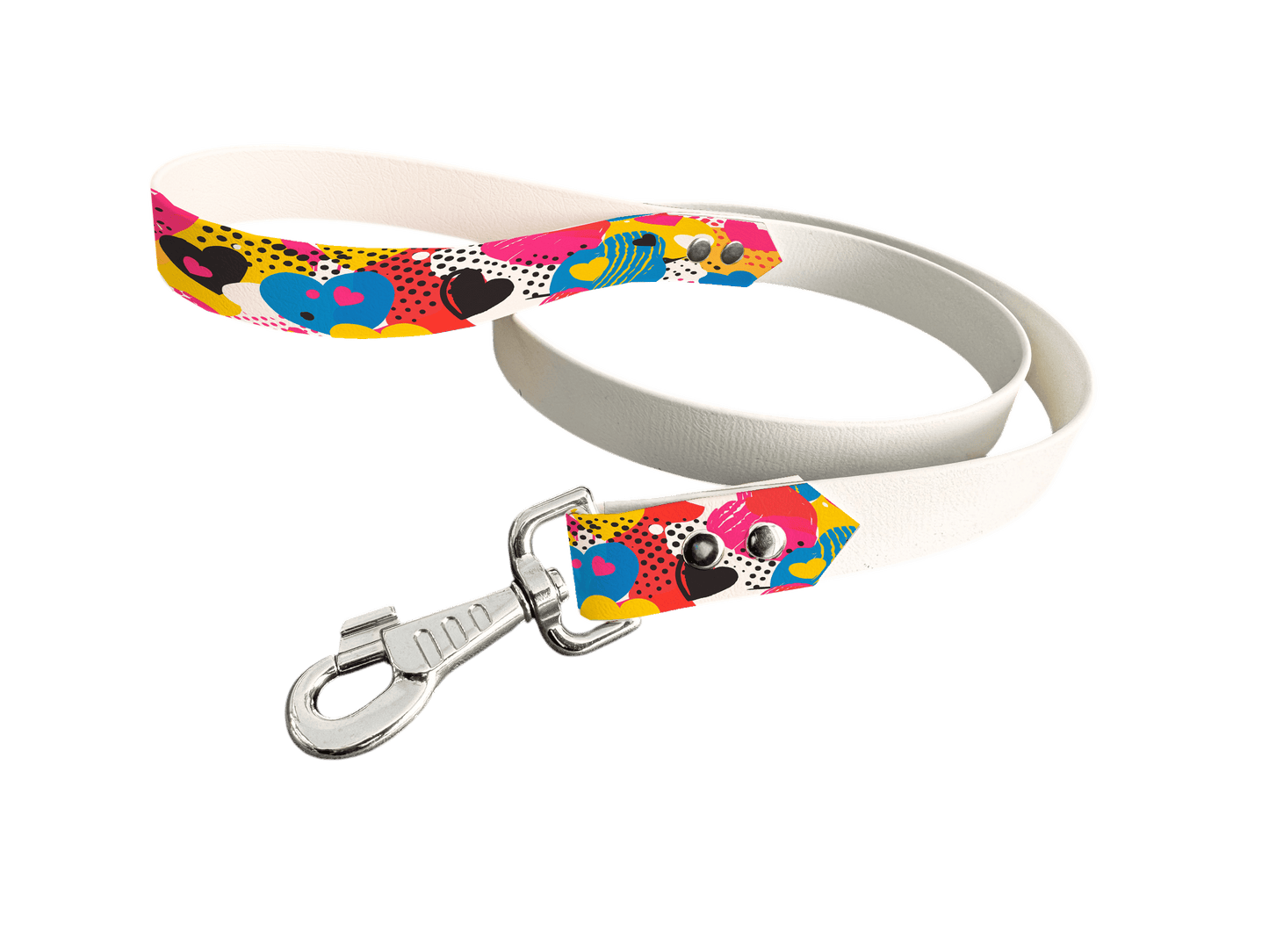 L'atelier du Fourmilier Laisse bicolore poignée imprimée 348 / 19mm Laisse bicolore en BioThane® avec poignée imprimée – Collection Saint Valentin- Coloris au choix