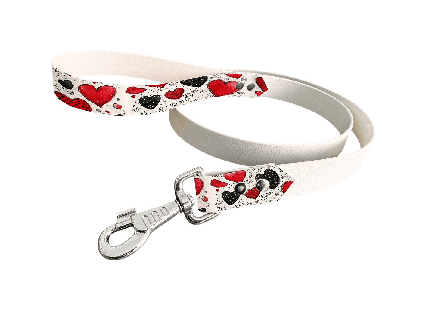 L'atelier du Fourmilier Laisse bicolore poignée imprimée 356 / 19mm Laisse bicolore en BioThane® avec poignée imprimée – Collection Saint Valentin- Coloris au choix