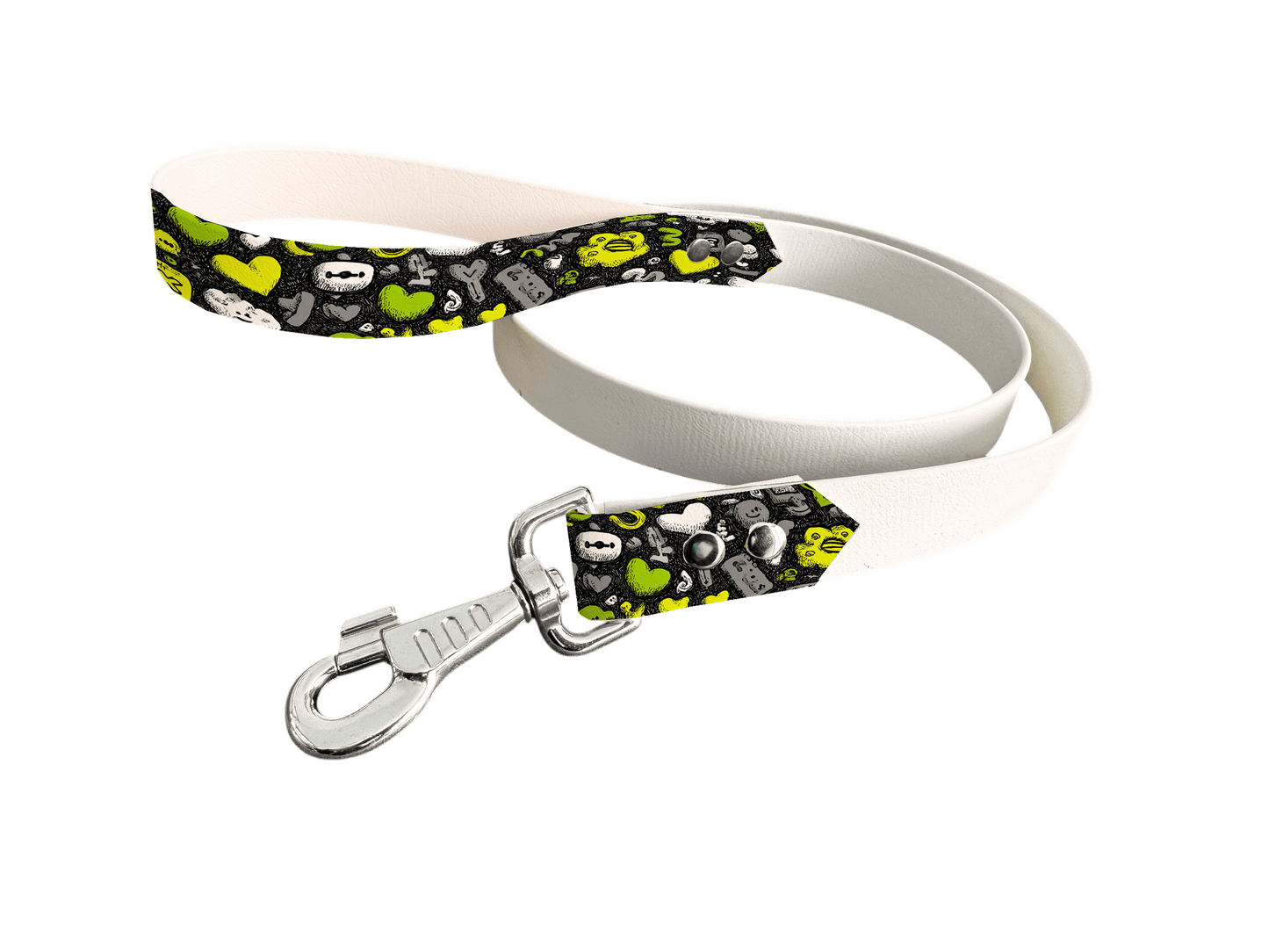 L'atelier du Fourmilier Laisse bicolore poignée imprimée 357 / 19mm Laisse bicolore en BioThane® avec poignée imprimée – Collection Saint Valentin- Coloris au choix