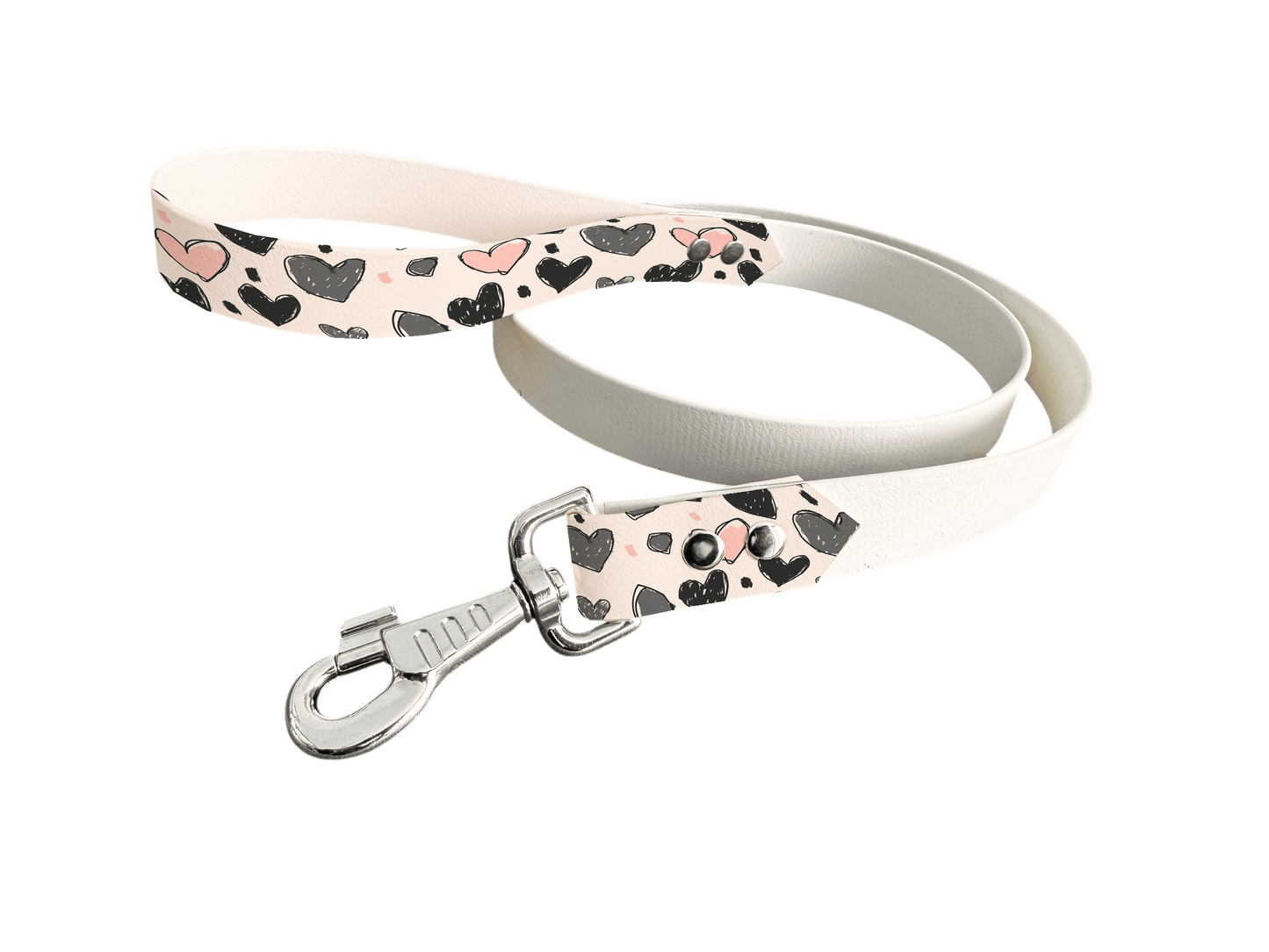 L'atelier du Fourmilier Laisse bicolore poignée imprimée 364 / 19mm Laisse bicolore en BioThane® avec poignée imprimée – Collection Saint Valentin- Coloris au choix