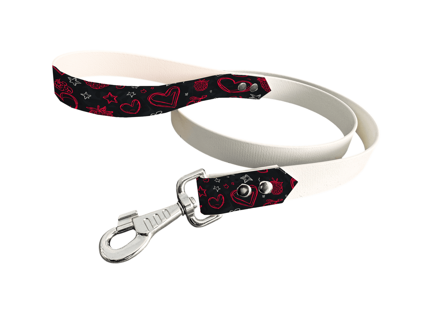 L'atelier du Fourmilier Laisse bicolore poignée imprimée 370 / 19mm Laisse bicolore en BioThane® avec poignée imprimée – Collection Saint Valentin- Coloris au choix