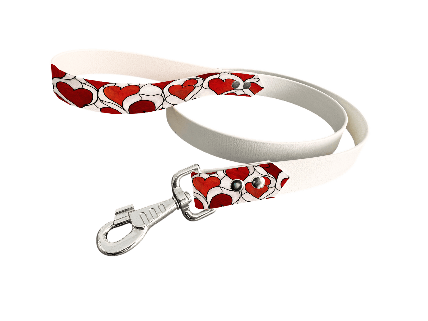 L'atelier du Fourmilier Laisse bicolore poignée imprimée 372 / 19mm Laisse bicolore en BioThane® avec poignée imprimée – Collection Saint Valentin- Coloris au choix