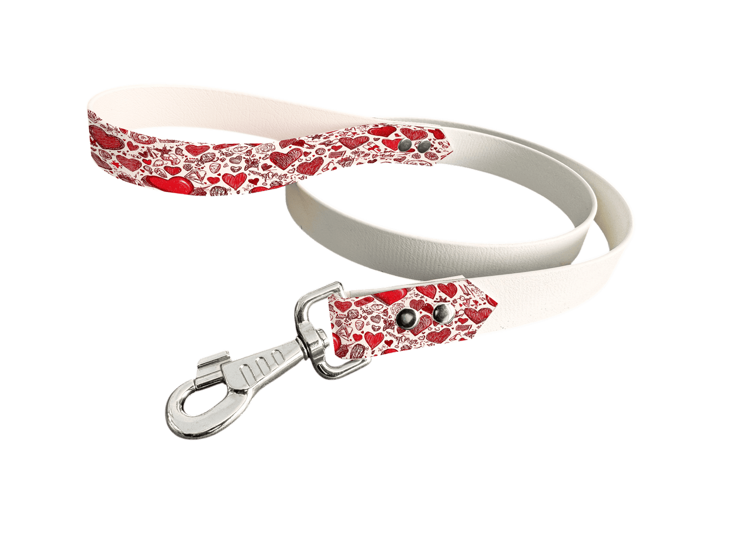 L'atelier du Fourmilier Laisse bicolore poignée imprimée 373 / 19mm Laisse bicolore en BioThane® avec poignée imprimée – Collection Saint Valentin- Coloris au choix