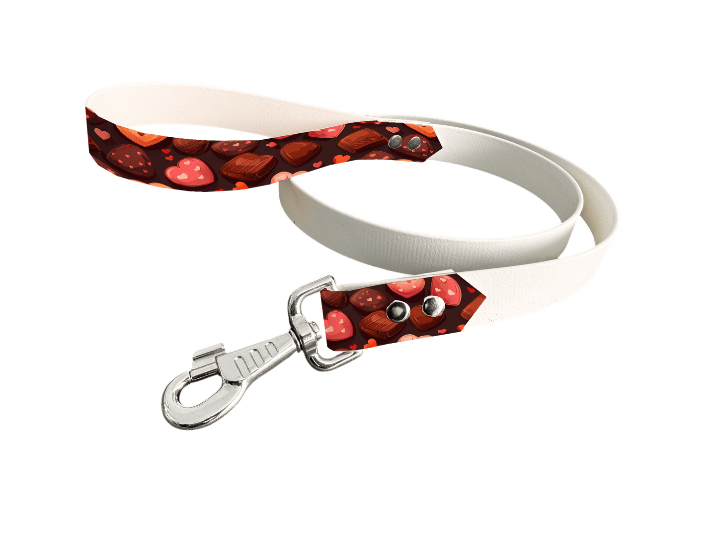 L'atelier du Fourmilier Laisse bicolore poignée imprimée 375 / 19mm Laisse bicolore en BioThane® avec poignée imprimée – Collection Saint Valentin- Coloris au choix