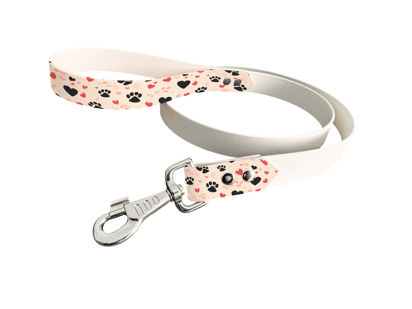 L'atelier du Fourmilier Laisse bicolore poignée imprimée 378 / 19mm Laisse bicolore en BioThane® avec poignée imprimée – Collection Saint Valentin- Coloris au choix
