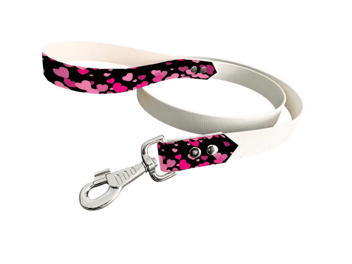 L'atelier du Fourmilier Laisse bicolore poignée imprimée 380 / 19mm Laisse bicolore en BioThane® avec poignée imprimée – Collection Saint Valentin- Coloris au choix
