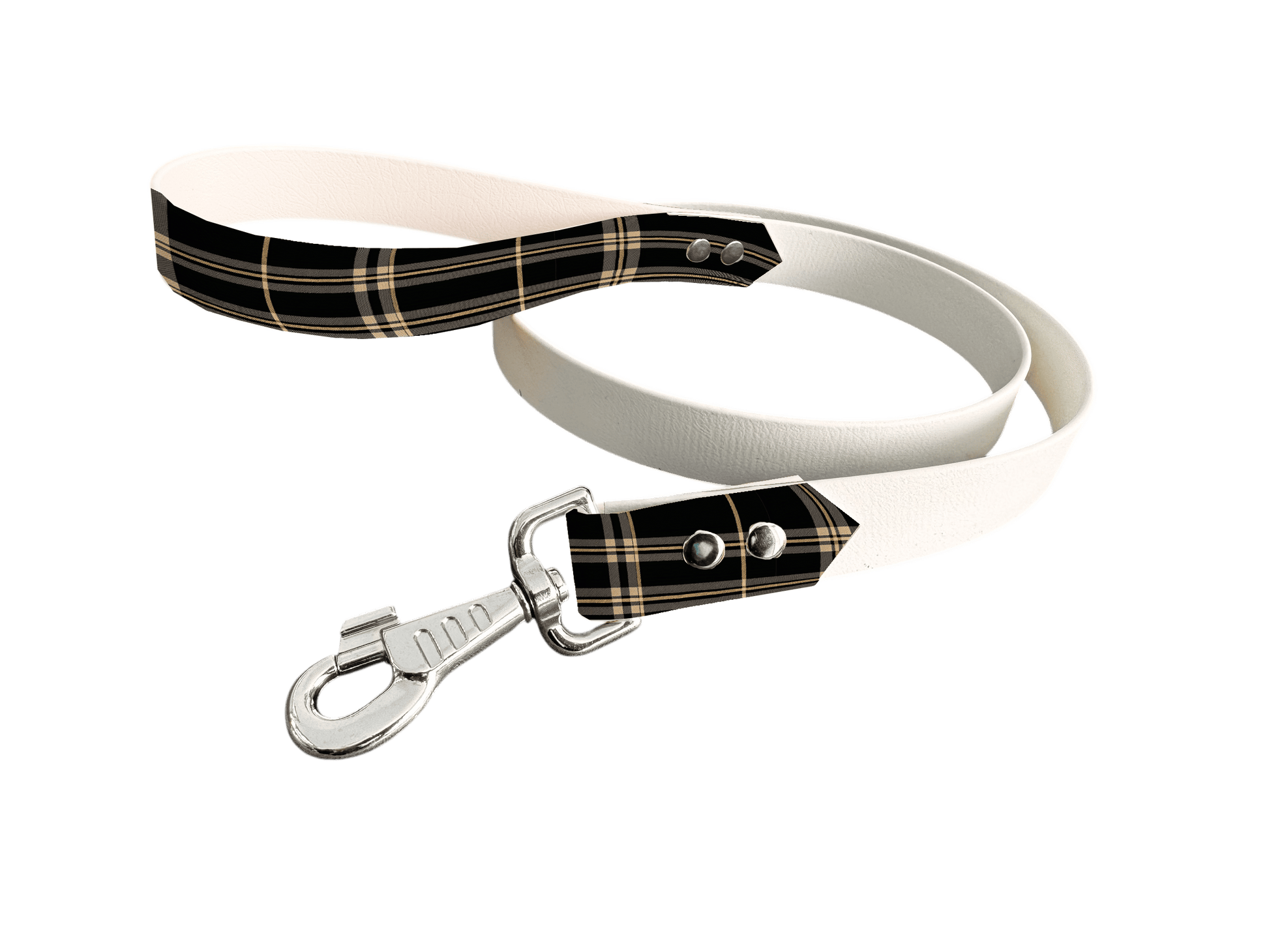 L'atelier du Fourmilier Laisse bicolore poignée imprimée 381 / 19mm Laisse bicolore en BioThane® avec poignée imprimée – Collection Tartan - Coloris au choix