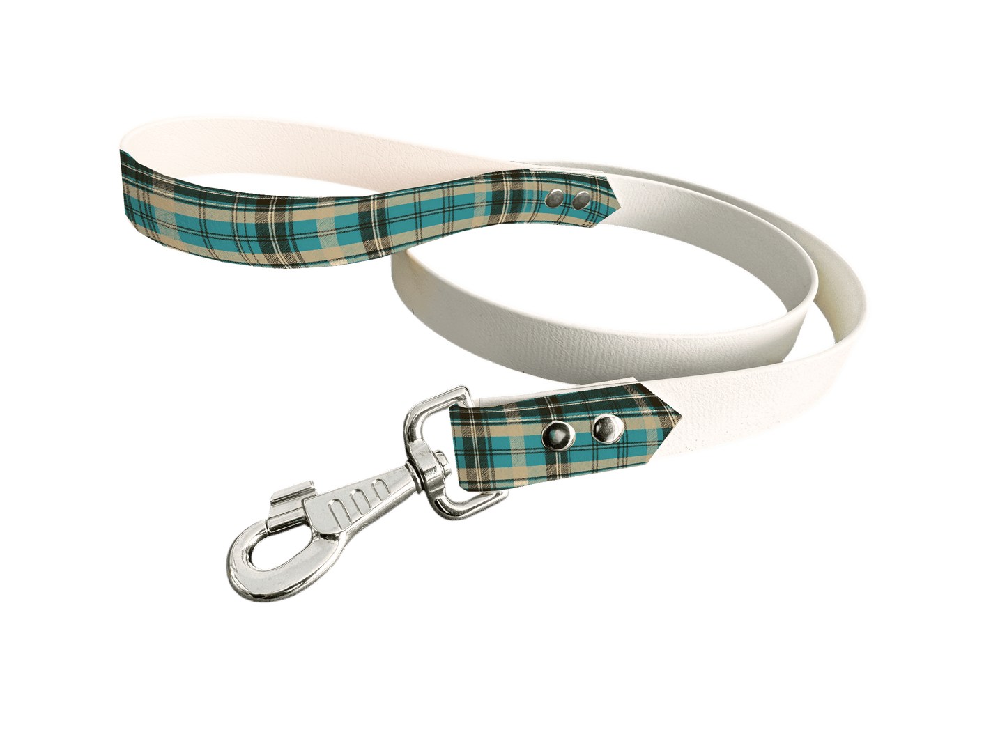 L'atelier du Fourmilier Laisse bicolore poignée imprimée 382 / 19mm Laisse bicolore en BioThane® avec poignée imprimée – Collection Tartan - Coloris au choix