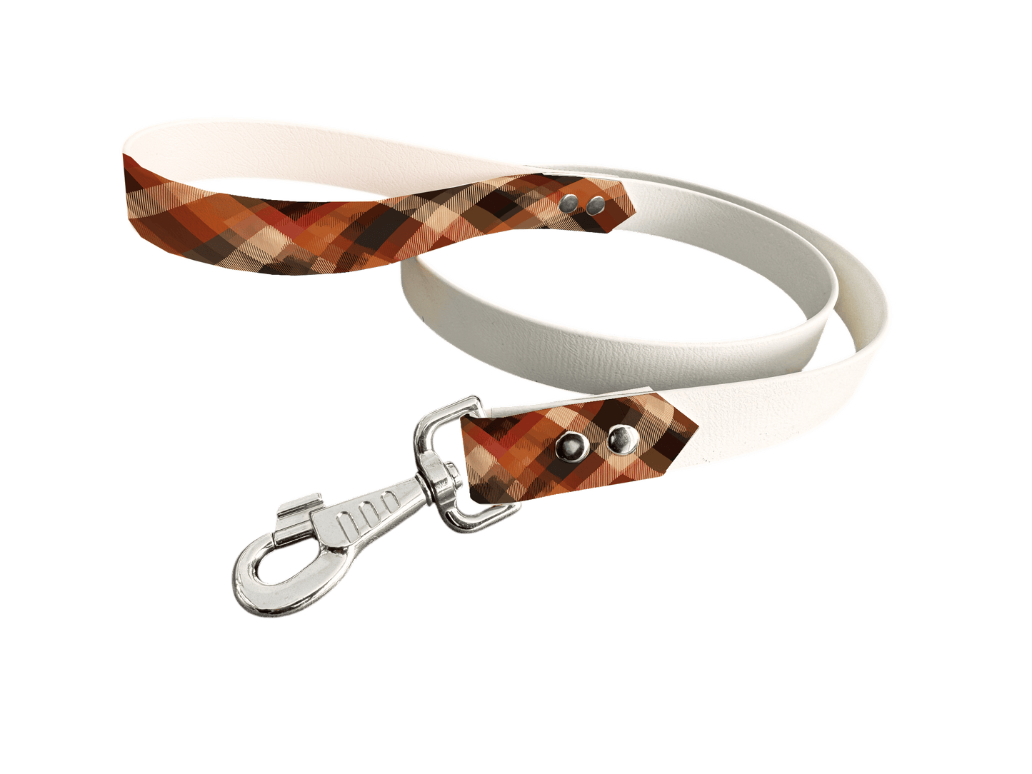 L'atelier du Fourmilier Laisse bicolore poignée imprimée 383 / 19mm Laisse bicolore en BioThane® avec poignée imprimée – Collection Tartan - Coloris au choix