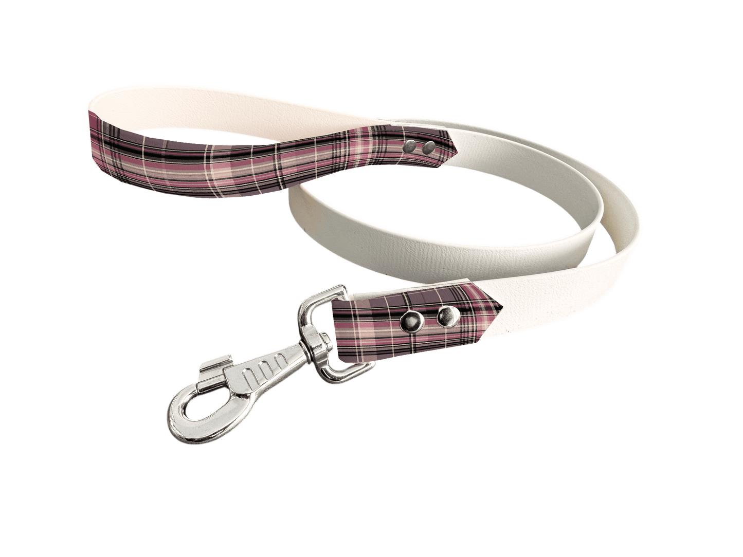 L'atelier du Fourmilier Laisse bicolore poignée imprimée 384 / 19mm Laisse bicolore en BioThane® avec poignée imprimée – Collection Tartan - Coloris au choix
