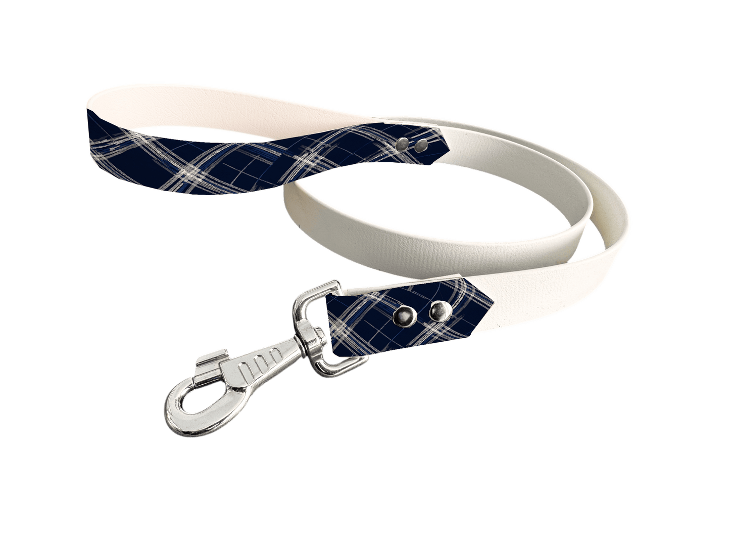 L'atelier du Fourmilier Laisse bicolore poignée imprimée 385 / 19mm Laisse bicolore en BioThane® avec poignée imprimée – Collection Tartan - Coloris au choix