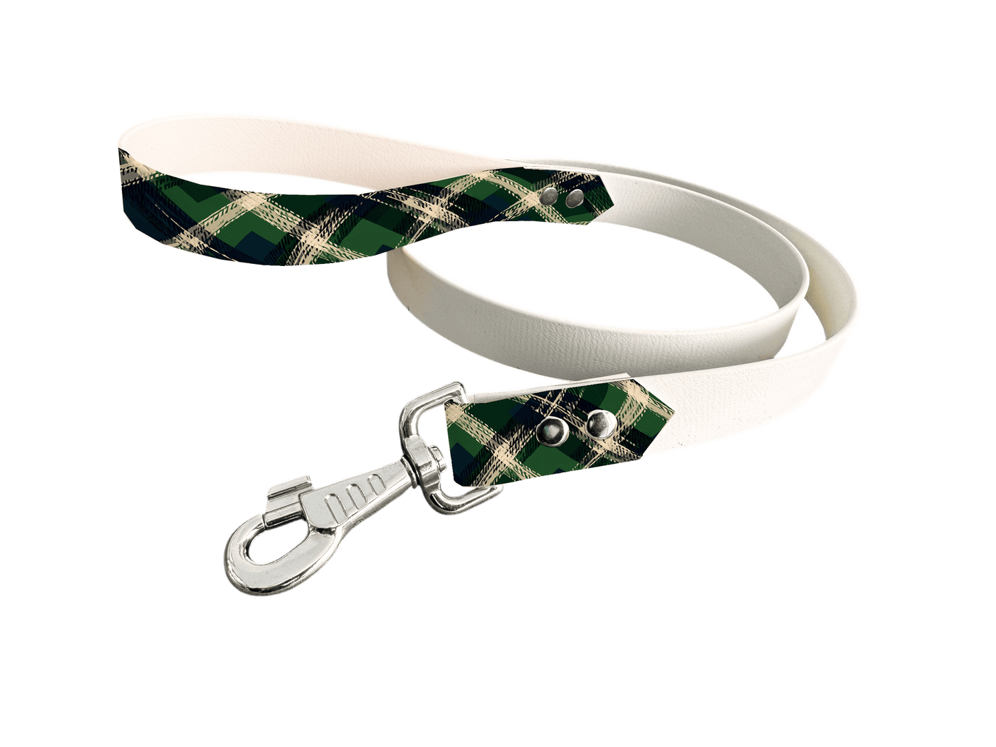 L'atelier du Fourmilier Laisse bicolore poignée imprimée 386 / 19mm Laisse bicolore en BioThane® avec poignée imprimée – Collection Tartan - Coloris au choix