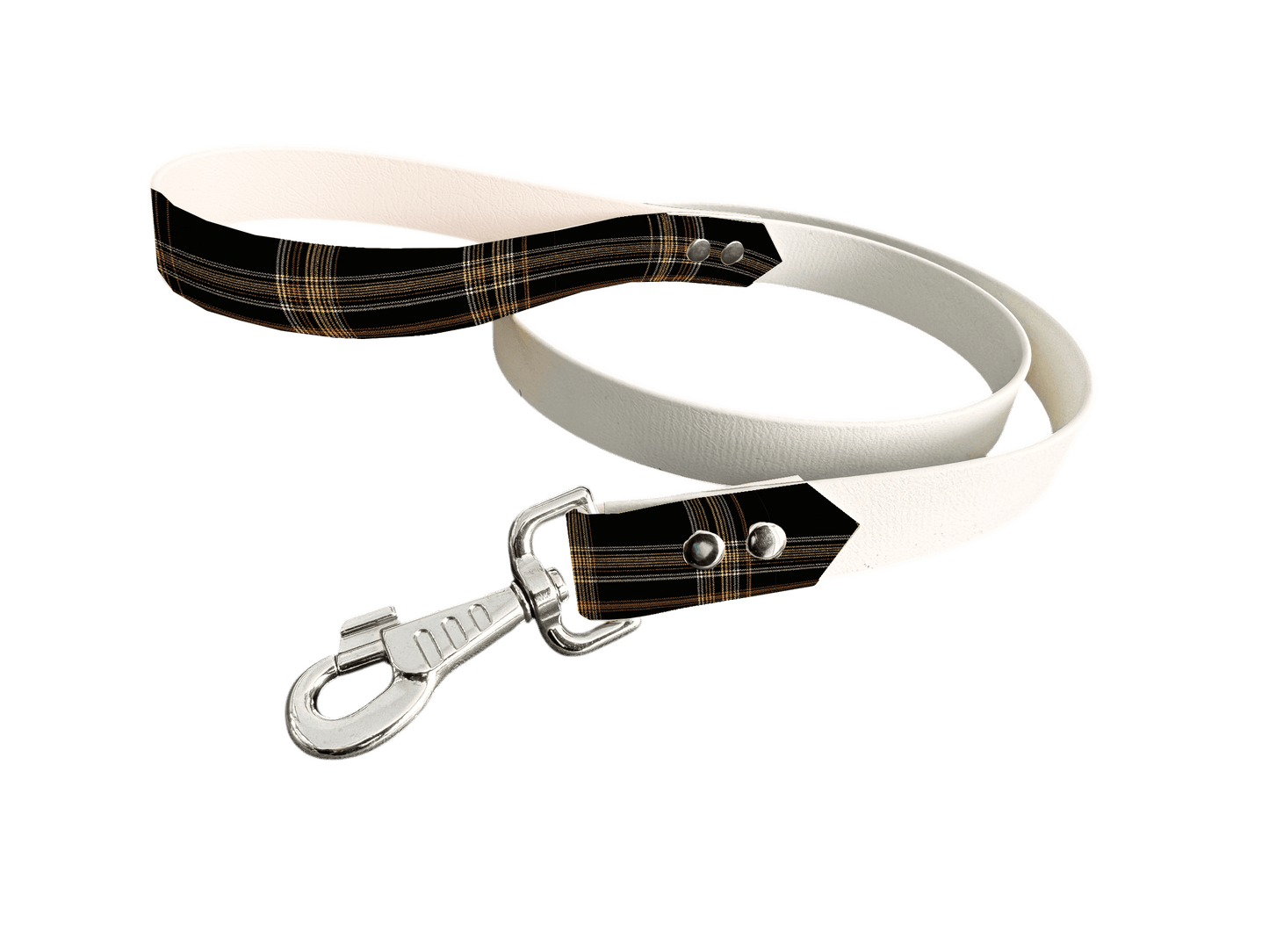 L'atelier du Fourmilier Laisse bicolore poignée imprimée 388 / 19mm Laisse bicolore en BioThane® avec poignée imprimée – Collection Tartan - Coloris au choix