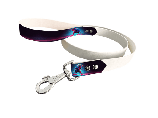 L'atelier du Fourmilier Laisse bicolore poignée imprimée 39 / 19mm Laisse bicolore en BioThane® avec poignée imprimée – Collection Animaux pop/Kawaii - Coloris au choix