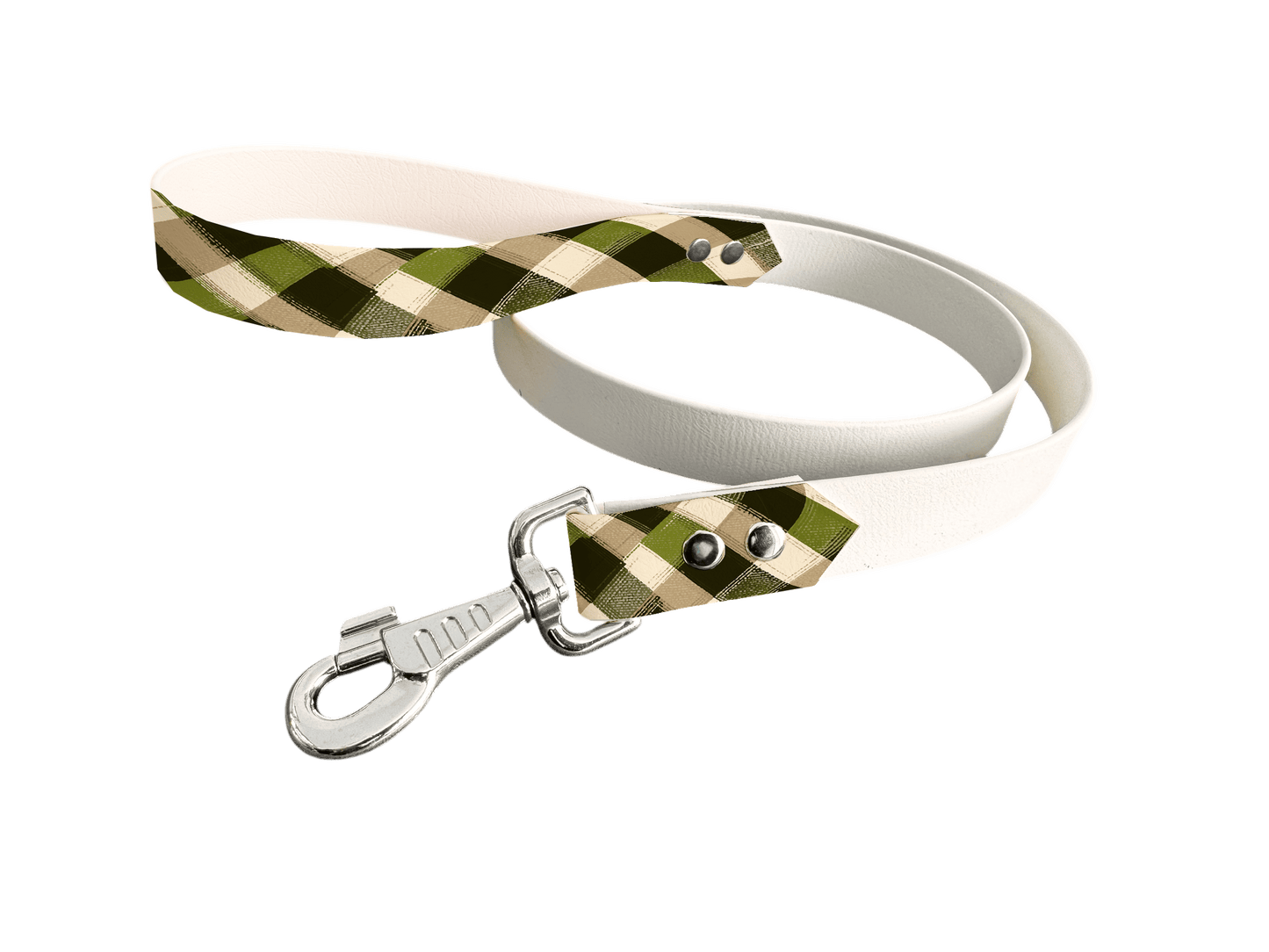 L'atelier du Fourmilier Laisse bicolore poignée imprimée 390 / 19mm Laisse bicolore en BioThane® avec poignée imprimée – Collection Tartan - Coloris au choix