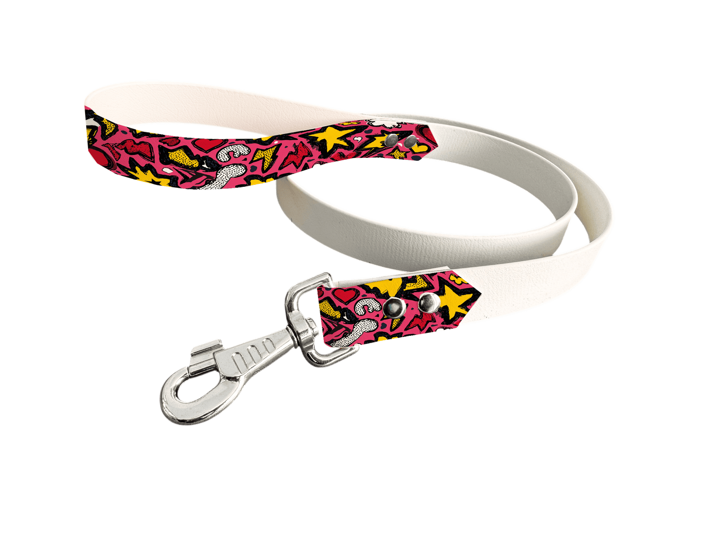 L'atelier du Fourmilier Laisse bicolore poignée imprimée 408 / 19mm Laisse bicolore en BioThane® avec poignée imprimée – Collection Pop Art- Coloris au choix