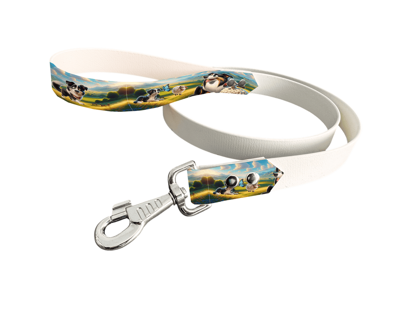 L'atelier du Fourmilier Laisse bicolore poignée imprimée 44 / 19mm Laisse bicolore en BioThane® avec poignée imprimée – Collection Chiens- Coloris au choix