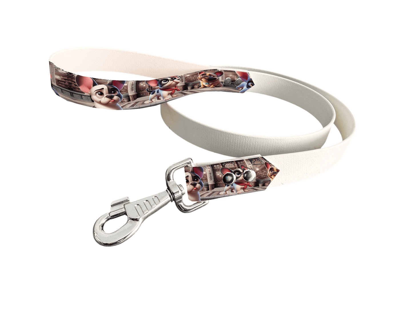 L'atelier du Fourmilier Laisse bicolore poignée imprimée 51 / 19mm Laisse bicolore en BioThane® avec poignée imprimée – Collection Chiens- Coloris au choix