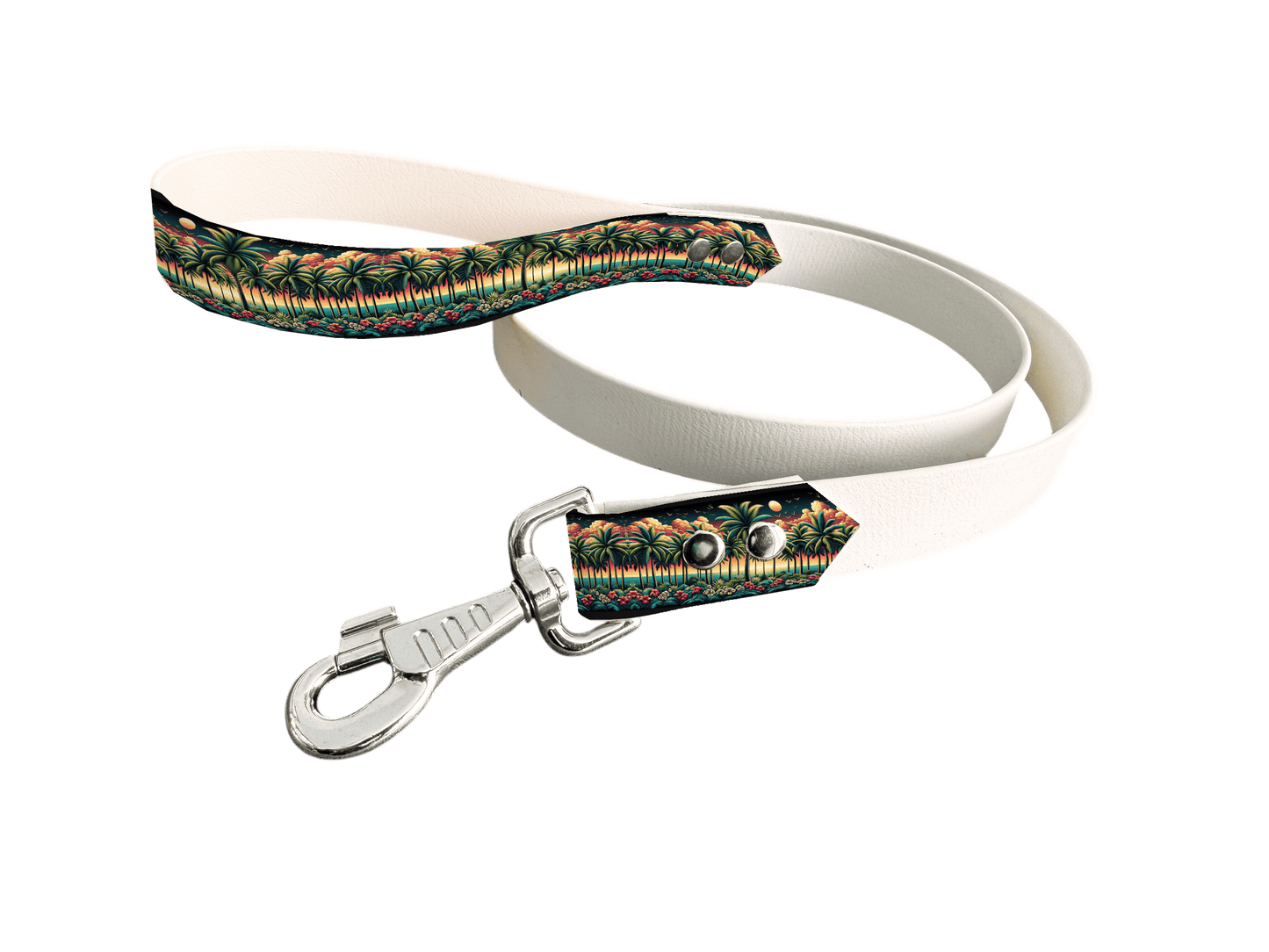 L'atelier du Fourmilier Laisse bicolore poignée imprimée 52 / 19mm Laisse bicolore en BioThane® avec poignée imprimée – Collection Paysages- Coloris au choix