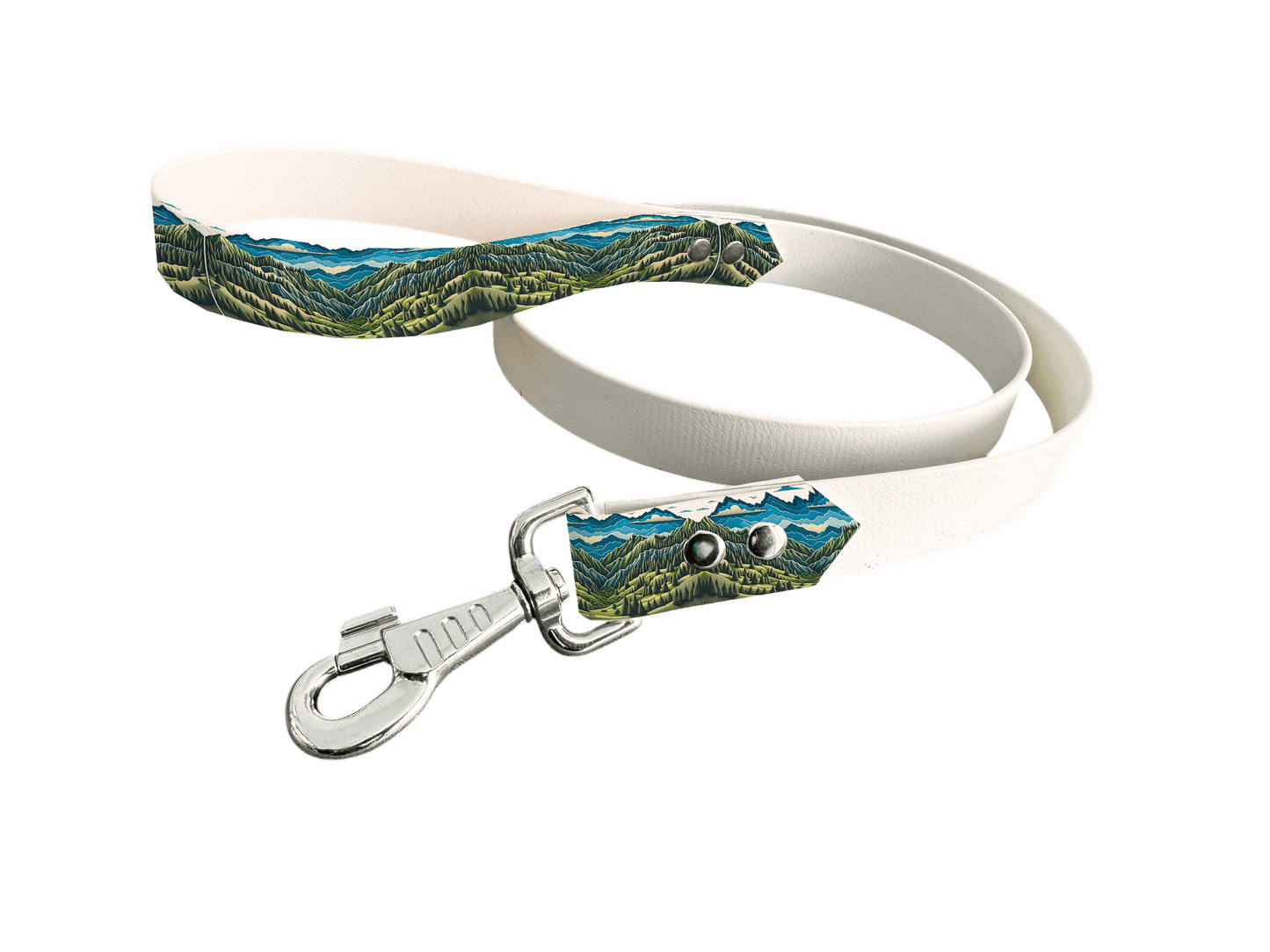 L'atelier du Fourmilier Laisse bicolore poignée imprimée 53 / 19mm Laisse bicolore en BioThane® avec poignée imprimée – Collection Paysages- Coloris au choix