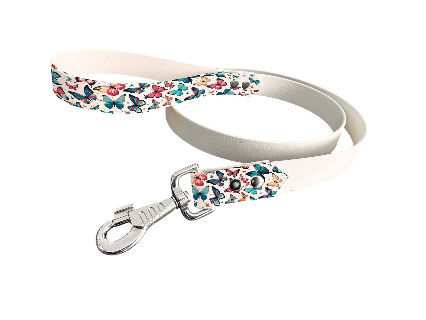 L'atelier du Fourmilier Laisse bicolore poignée imprimée 54 / 19mm Laisse bicolore en BioThane® avec poignée imprimée – Collection Insectes- Coloris au choix