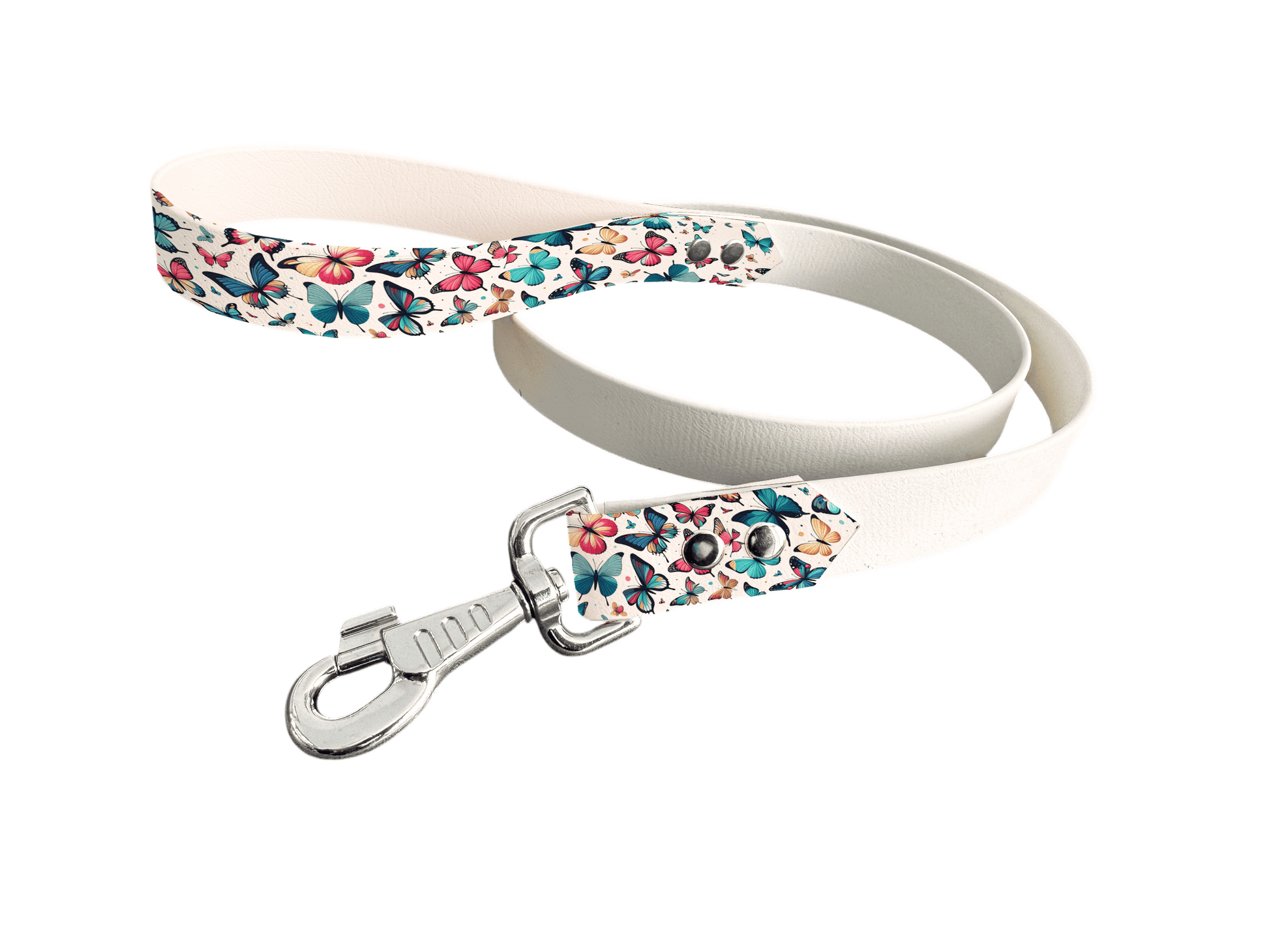 L'atelier du Fourmilier Laisse bicolore poignée imprimée 54 / 19mm Laisse bicolore en BioThane® avec poignée imprimée – Collection Insectes- Coloris au choix