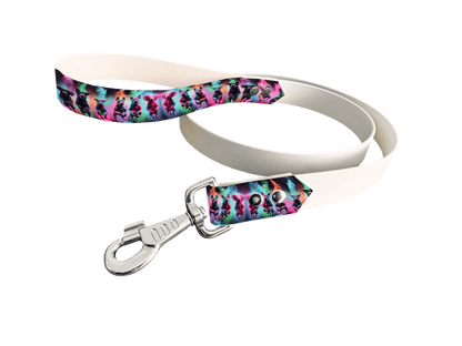 L'atelier du Fourmilier Laisse bicolore poignée imprimée 62 / 19mm Laisse bicolore en BioThane® avec poignée imprimée – Collection Chiens- Coloris au choix