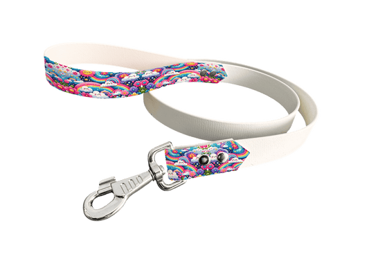 L'atelier du Fourmilier Laisse bicolore poignée imprimée 68 / 19mm Laisse bicolore en BioThane® avec poignée imprimée – Collection Nuages - Coloris au choix