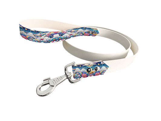 L'atelier du Fourmilier Laisse bicolore poignée imprimée 69 / 19mm Laisse bicolore en BioThane® avec poignée imprimée – Collection Nuages - Coloris au choix