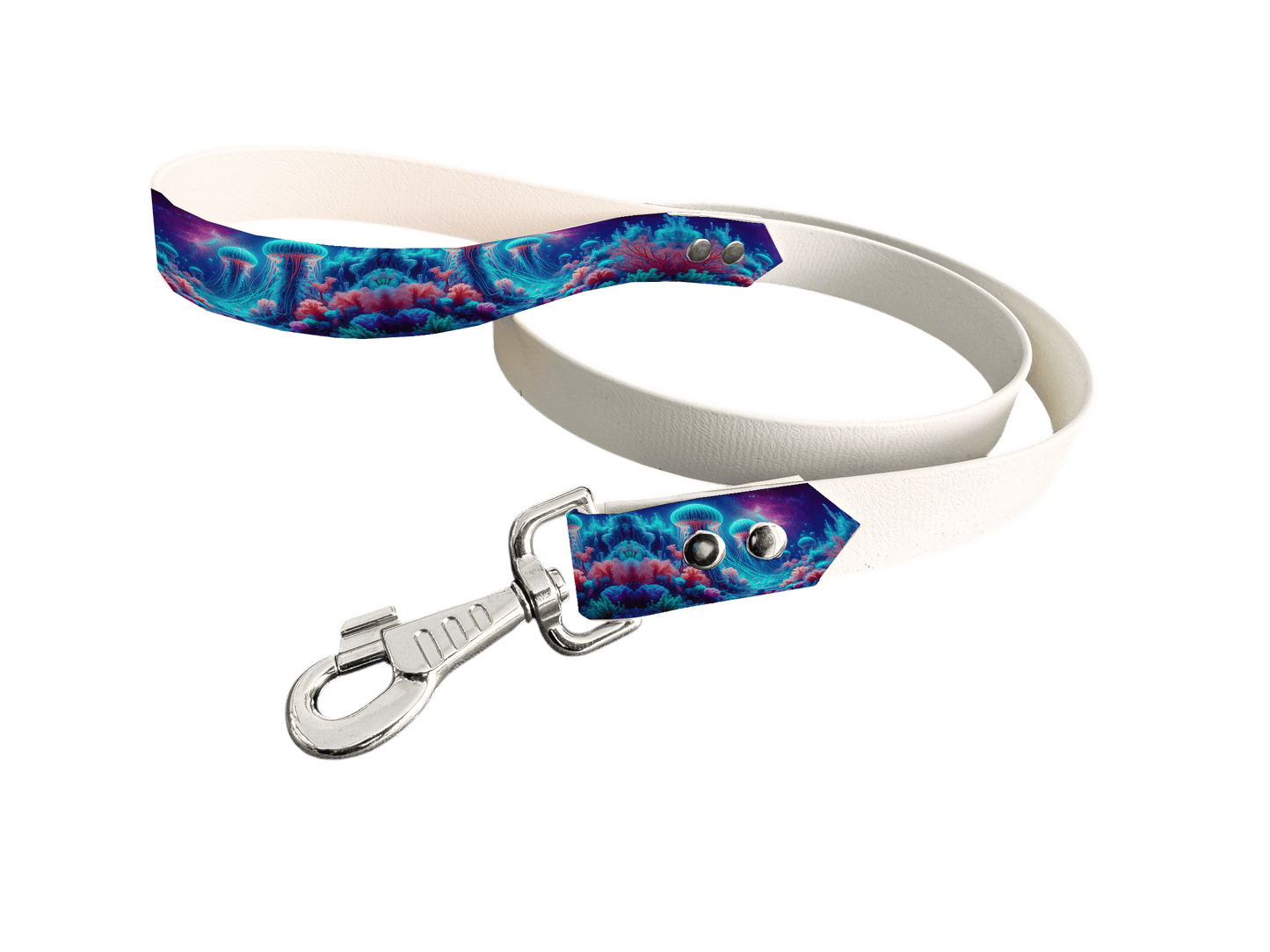 L'atelier du Fourmilier Laisse bicolore poignée imprimée 99 / 19mm Laisse bicolore en BioThane® avec poignée imprimée – Collection Paysages- Coloris au choix