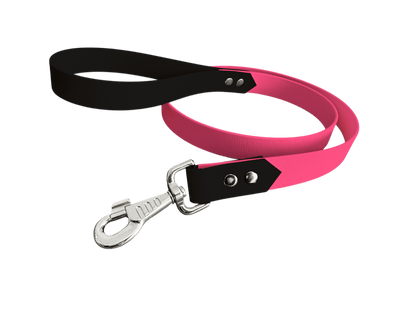 L'atelier du Fourmilier Laisse bicolore Rose Fluo Laisse bicolore Classique en BioThane