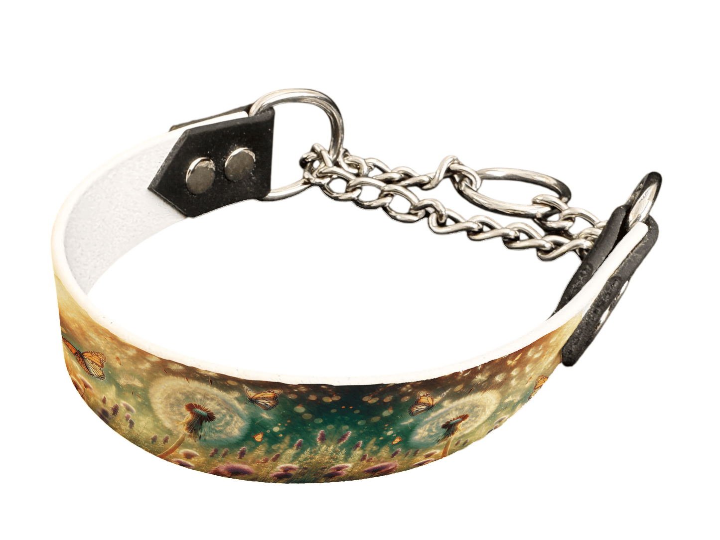 L'atelier du Fourmilier Martingales 110 Martingale pour chien en BioThane® imprimé – Collection plantes et fleurs – 25mm