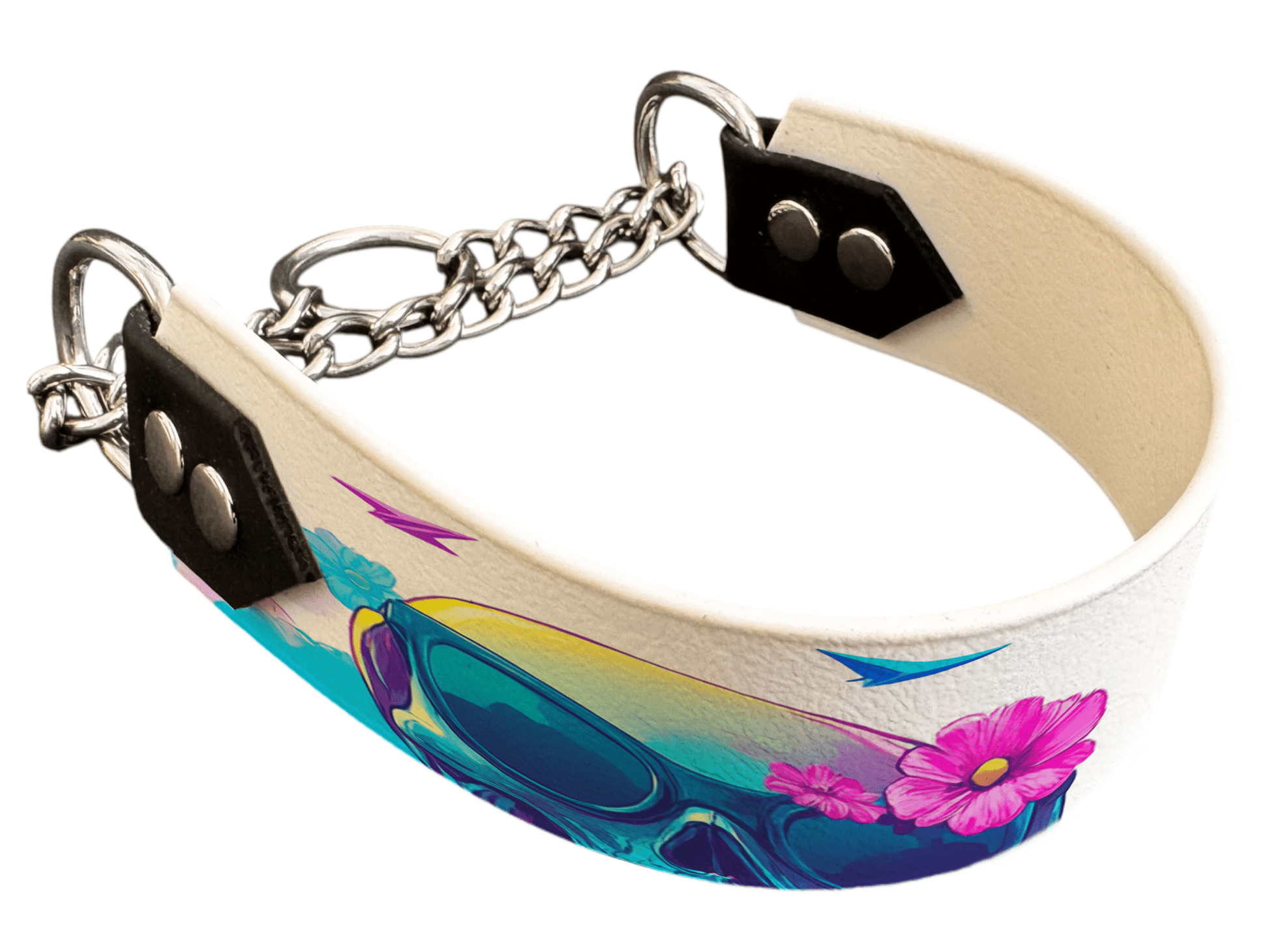 L'atelier du Fourmilier Martingales 205 Martingale pour chien en BioThane® imprimé – Collection tête de mort– 38mm