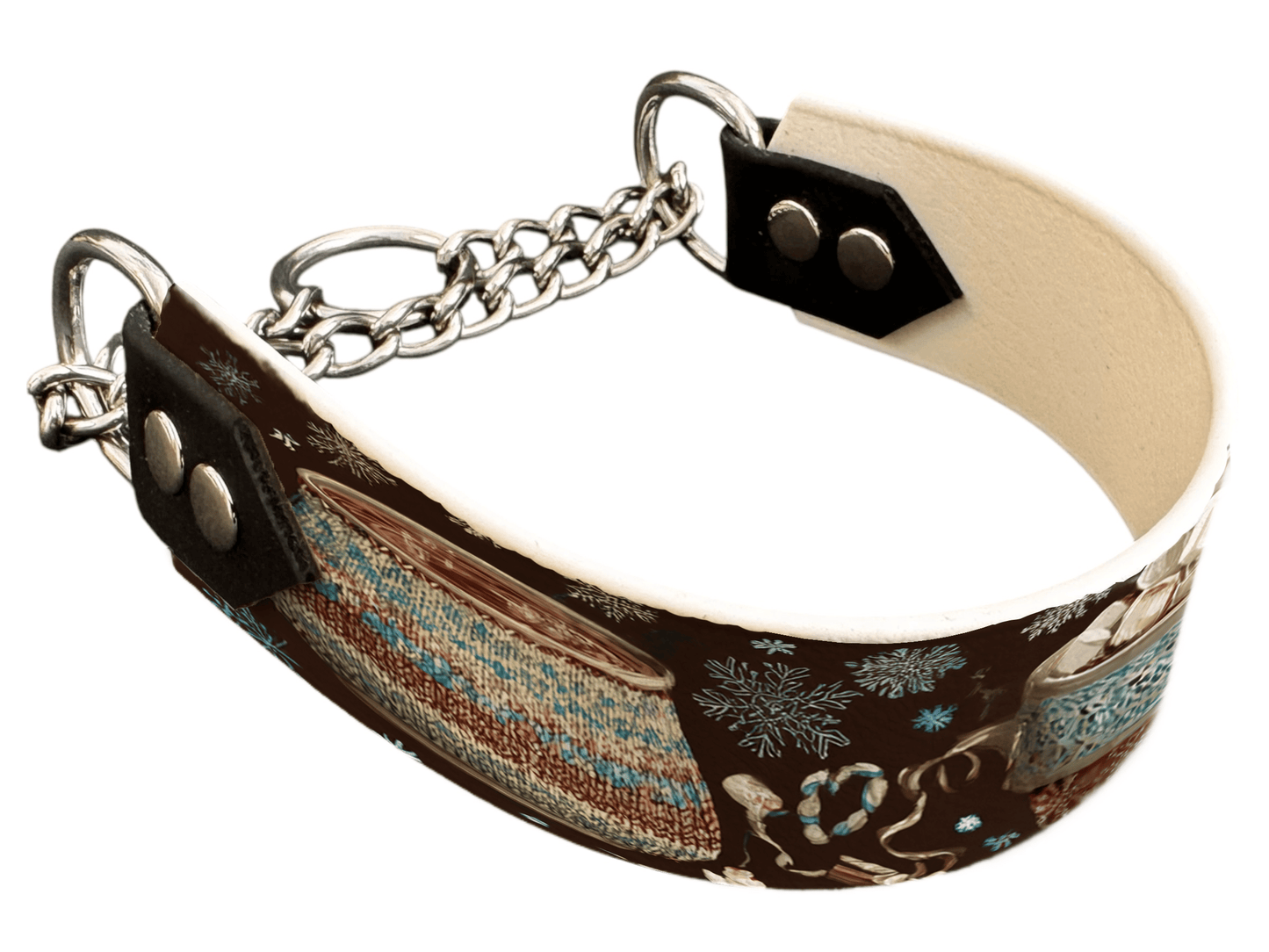 L'atelier du Fourmilier Martingales 312 Martingale pour chien en BioThane® imprimé – Collection Hiver et Noël – 38mm