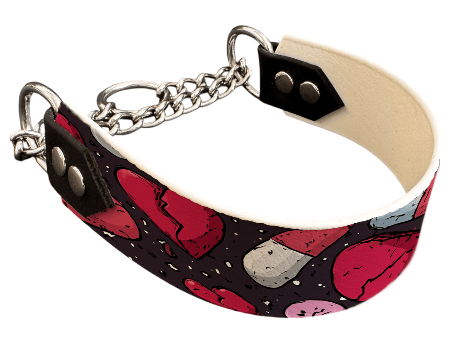 L'atelier du Fourmilier Martingales 40 366 Martingale pour chien en BioThane® imprimé – Collection Saint Valentin – 38mm