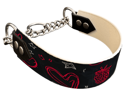 L'atelier du Fourmilier Martingales 40 370 Martingale pour chien en BioThane® imprimé – Collection Saint Valentin – 38mm