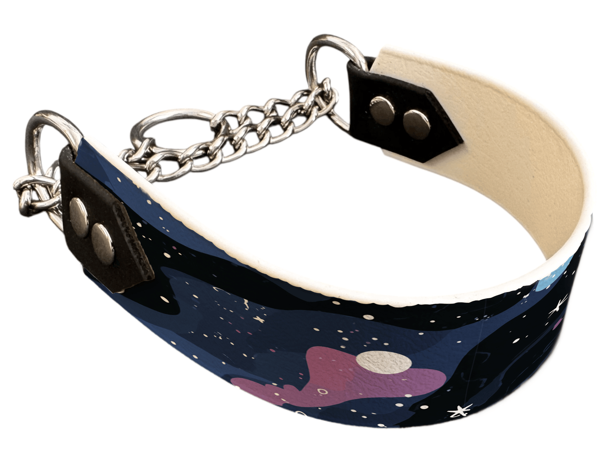 L'atelier du Fourmilier Martingales 40 424 Martingale pour chien en BioThane® imprimé – Collection galaxie – 38mm