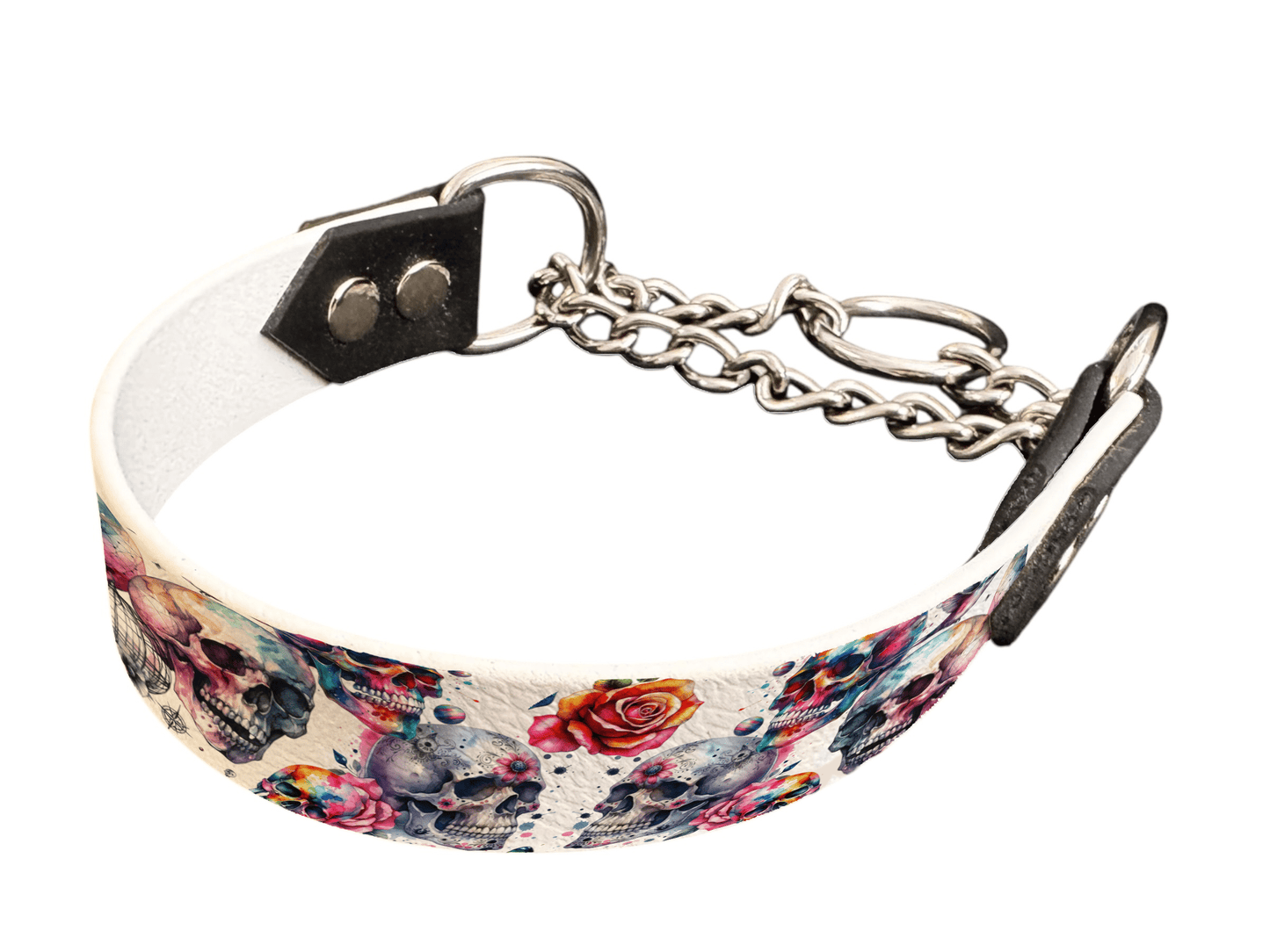 L'atelier du Fourmilier Martingales 46 Martingale pour chien en BioThane® imprimé – Collection tête de mort– 25mm