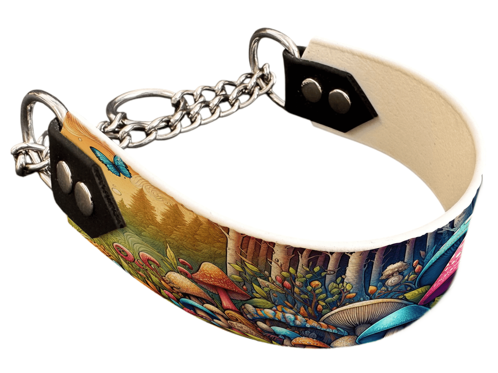 L'atelier du Fourmilier Martingales 66 Martingale pour chien en BioThane® imprimé – Collection forêt enchantée – 38mm