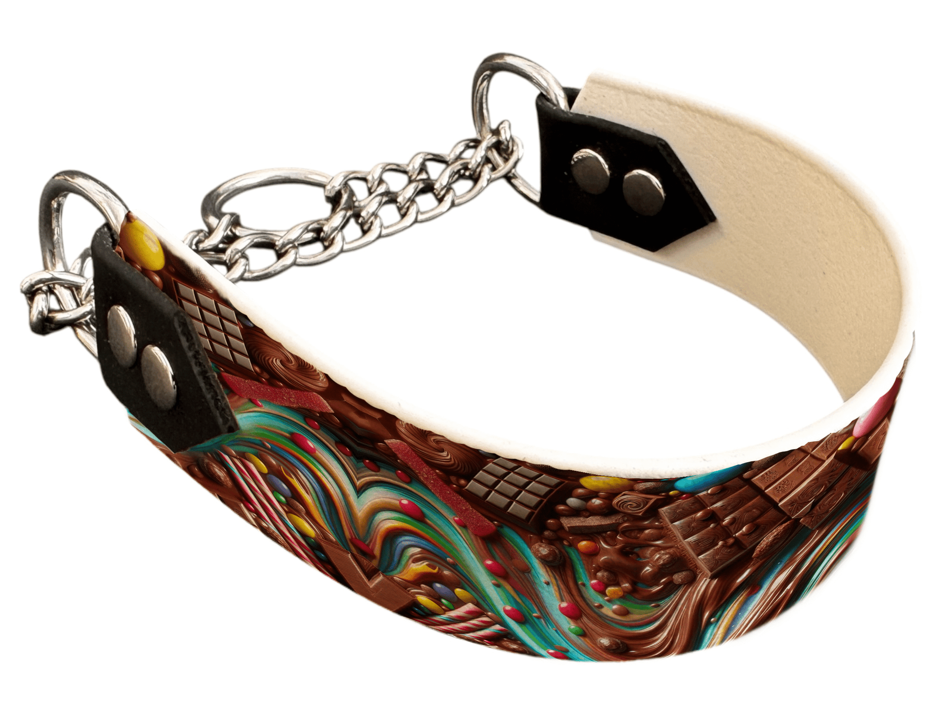 L'atelier du Fourmilier Martingales 88 Martingale pour chien en BioThane® imprimé – Collection gourmandise – 38mm