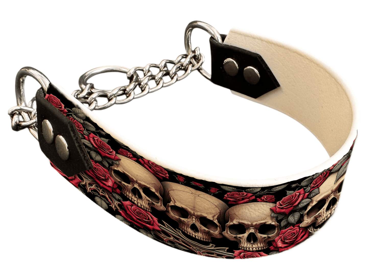 L'atelier du Fourmilier Martingales 91 Martingale pour chien en BioThane® imprimé – Collection tête de mort– 38mm