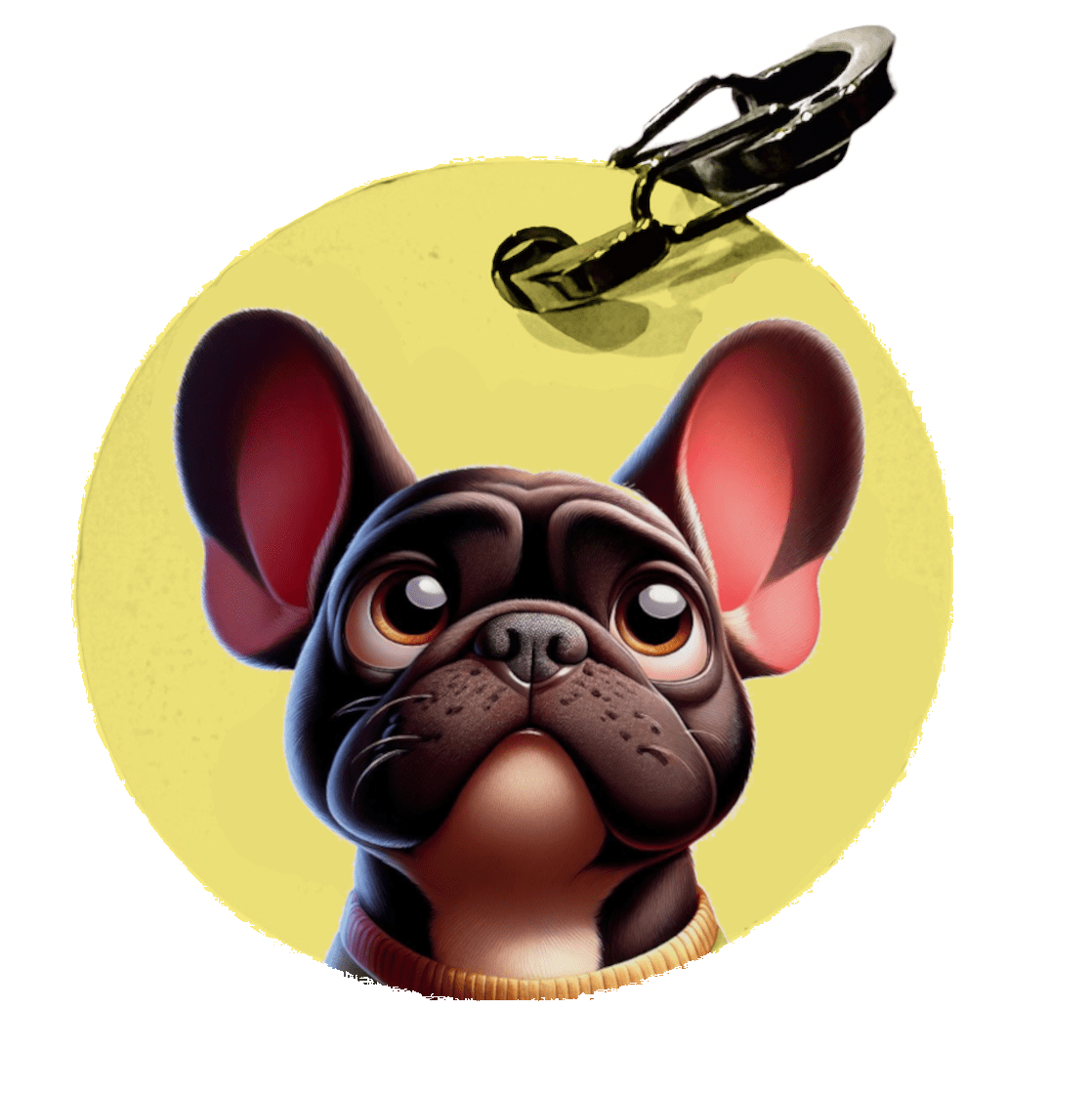 L'atelier du Fourmilier médaille Petite / Cartoon Médaille Bouledogue Français personnalisée – Design artistique imprimé