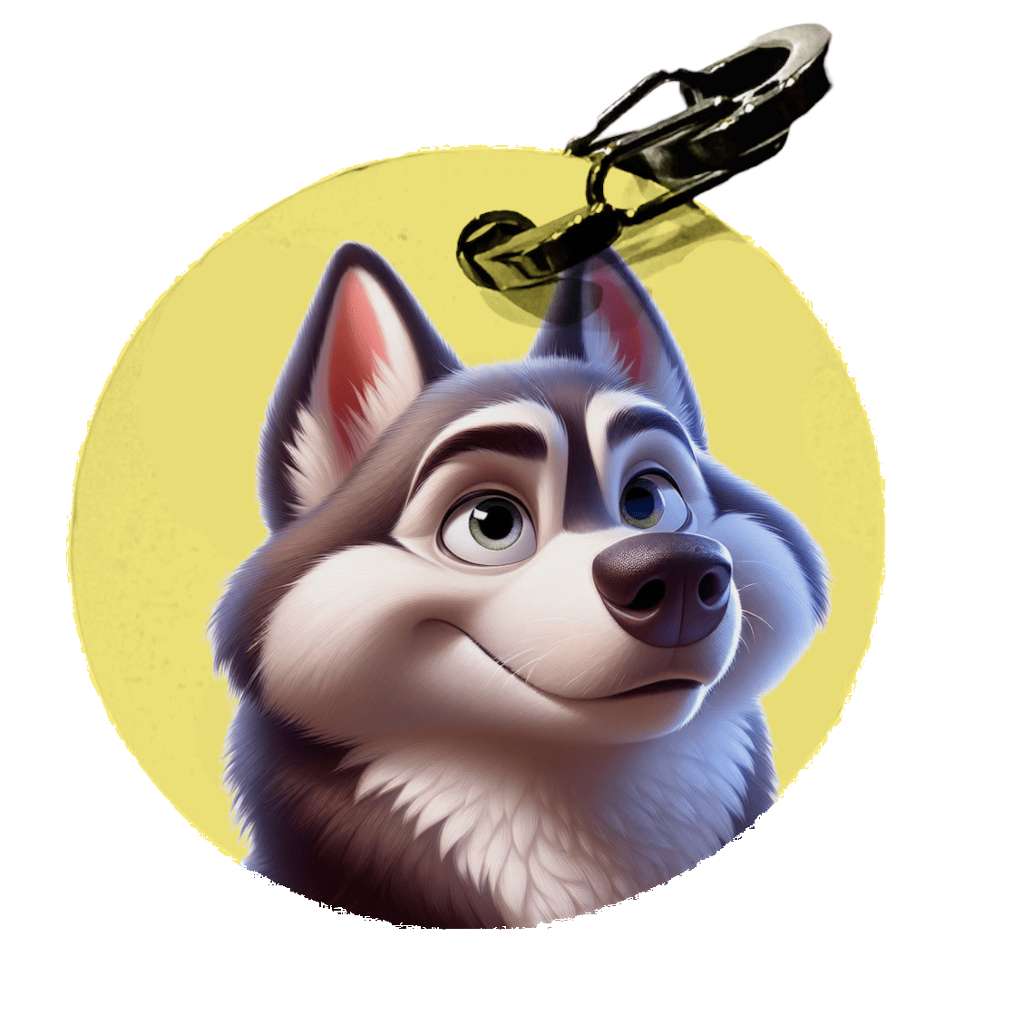 L'atelier du Fourmilier médaille Petite / Cartoon Médaille personnalisée Husky – Fabriquée en France