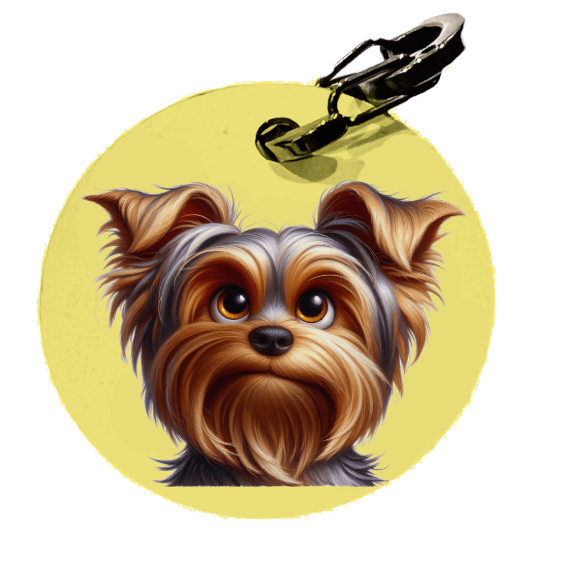 L'atelier du Fourmilier médaille Petite / Cartoon Médaille Yorkshire Terrier personnalisée – 30 mm ou 38 mm